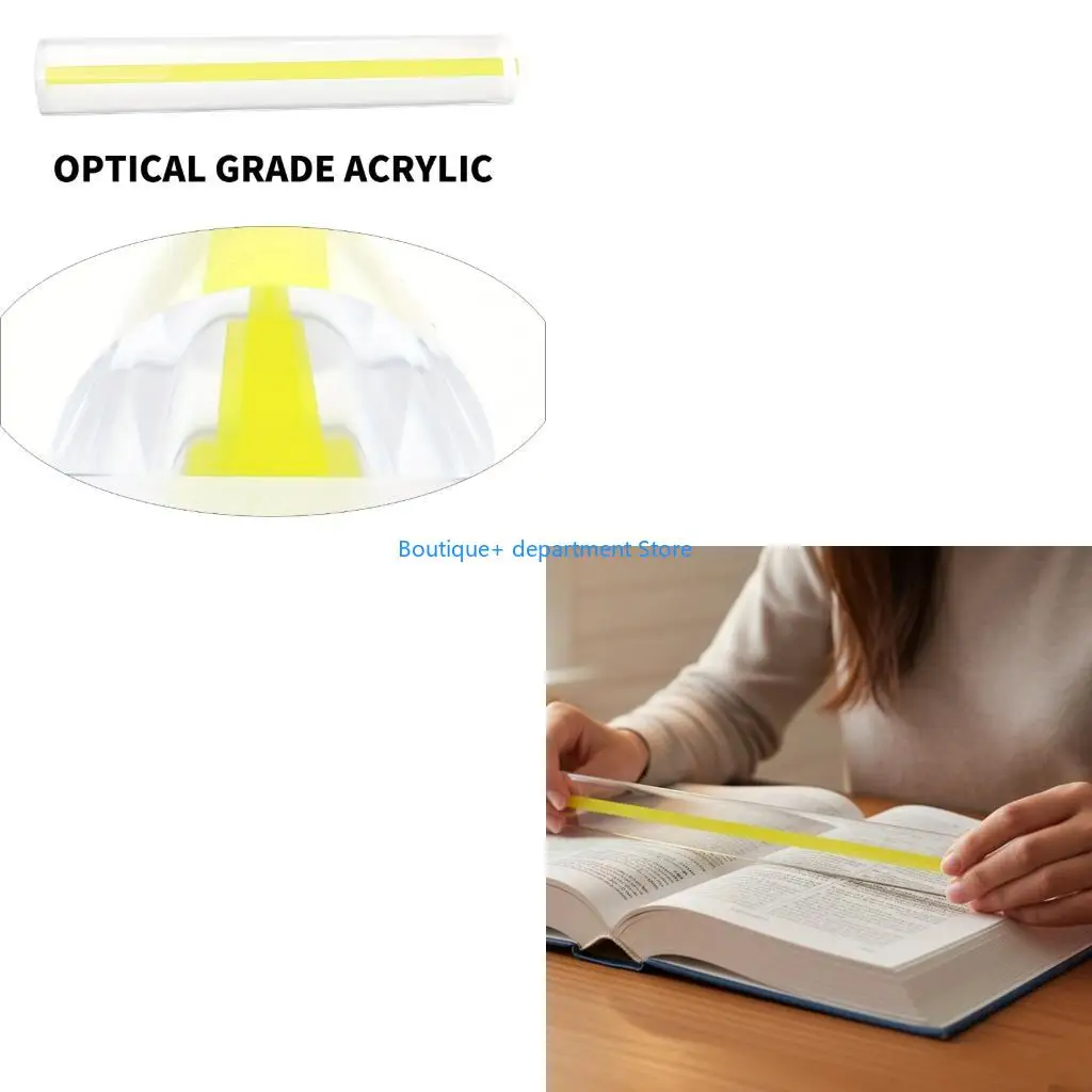E1PD Easy Carry Not Slip Acrylic Reading Aid Magnifier Bar 6 Inch Perfect for Commuters Outdoor Enthusiasts Daily Documentation