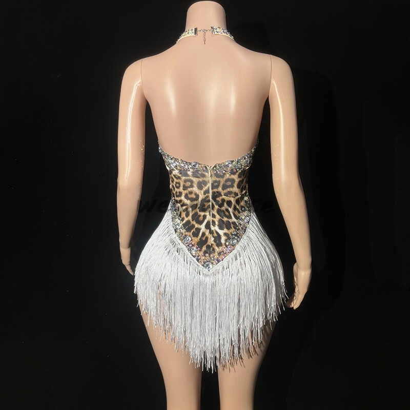 Leopard Print Personality Bar Nightclub Performance Costume Stage Performance Bodysuit For Woman