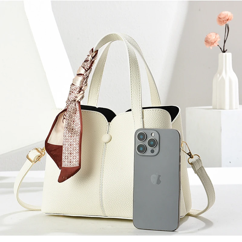 

2025 женская стильная сумка через плечо в стиле ретро, многофункциональная сумка-ведро из искусственной кожи с плечевым ремнем для ежедневного использования