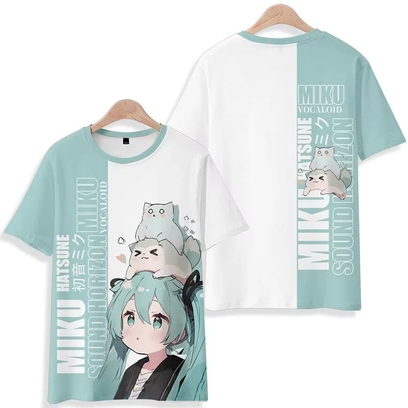 

2026 New Summer 3D Print Kawaii Chibi Style Hatsune Miku T-Shirt Men Women Anime Graphic Tee Breathable Quick Dry Casual Tops