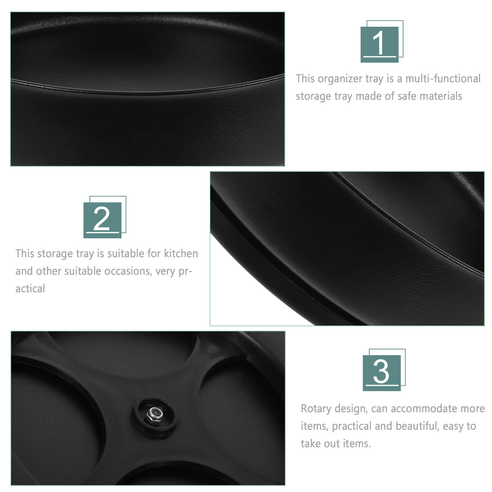 

Rotatable Stainless Steel Kitchen Organizer Tray for Spices Snacks Cosmetics Storage Turntable Cabinet Organizer Home Desk