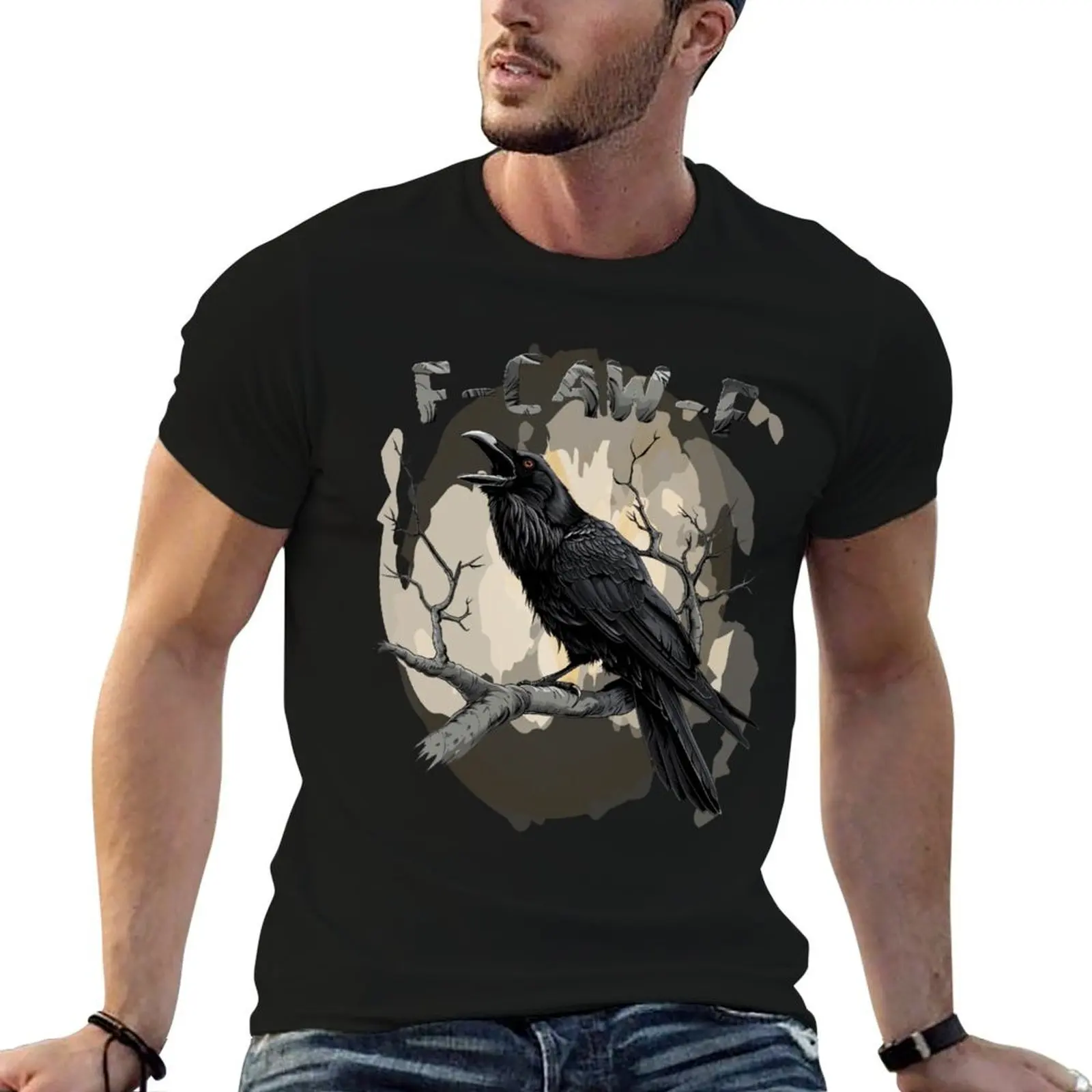 

F-Caw-F Funny Raven Pun – Gothic Crow Humor T-Shirt cotton t shirt man cotton t shirts man 100% T-Shirt
