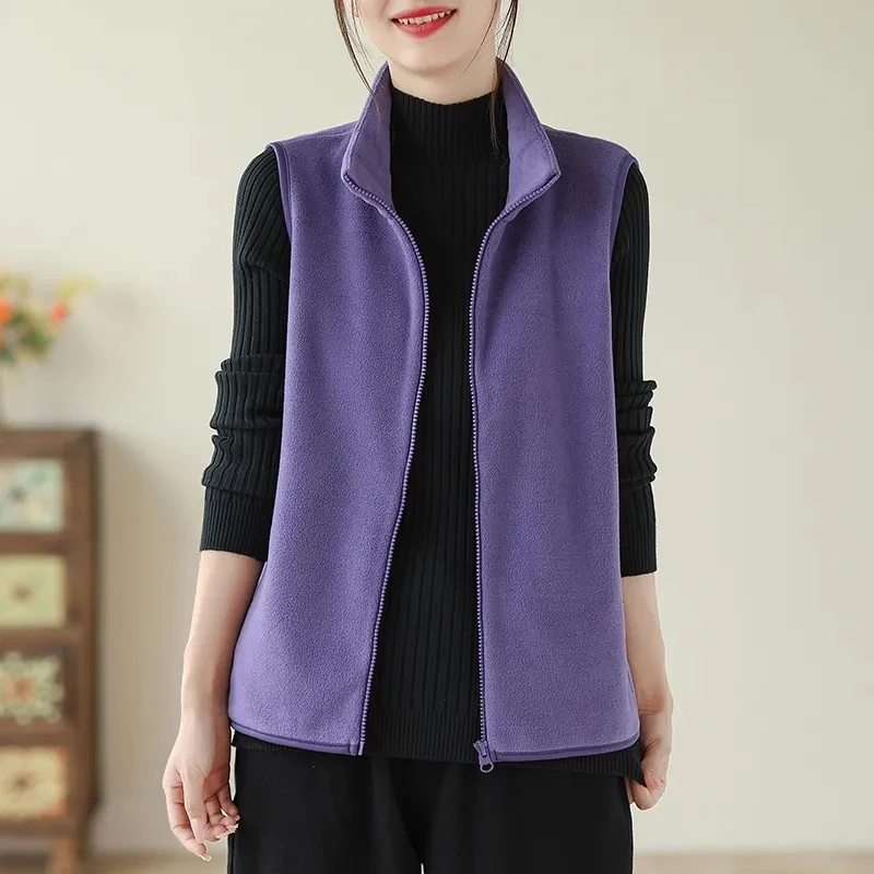 

Korean Women Double-sided Velvet Vest Coat Autumn Winter Female Short Waistcoat Jackets Ladies Versatile Sleeveless Outerwear