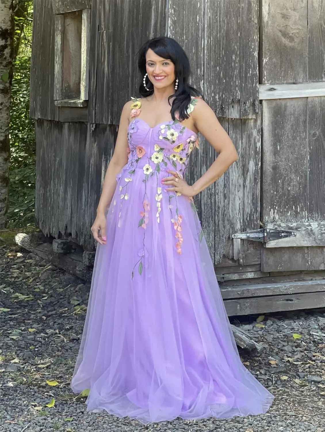 Abiti da ballo con applicazioni floreali 3D Fiore Tulle Abito da sposa lungo da sera formale Abito da sposa Abito da sposa semplice Abito da matrimonio