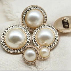 10PCS Fashionable Gold Color Buttons 15/25mm Round Plastic Shank Buttons Blouse Coat Sewing Accessories