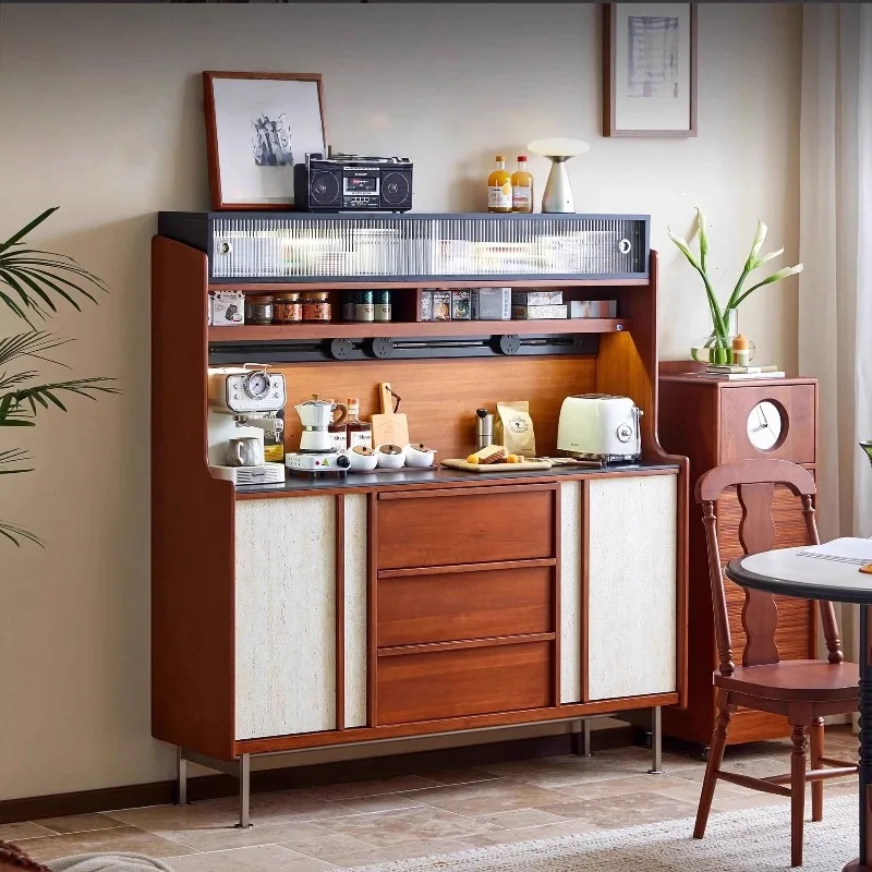Retro solid wood dining side cabinet integrated against the wall Designer locker antique multi-function