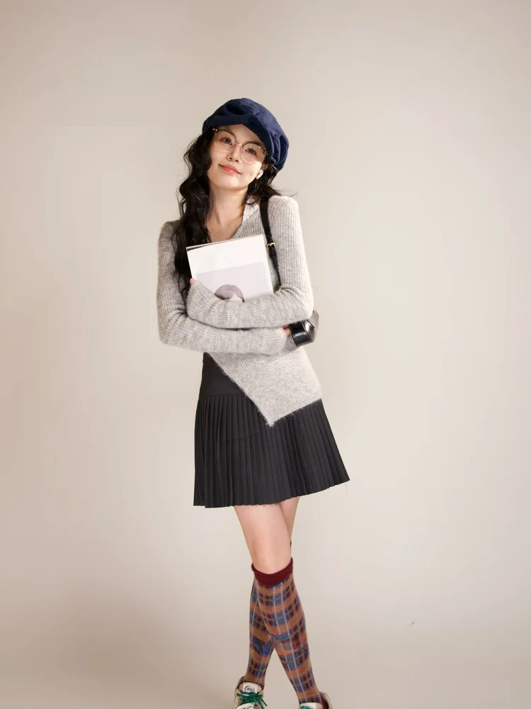 

Женский повседневный универсальный трикотажный джемпер с круглым вырезом и длинными рукавами, облегающий, из нейлоновой смеси с полиэстером, модный и элегантный.