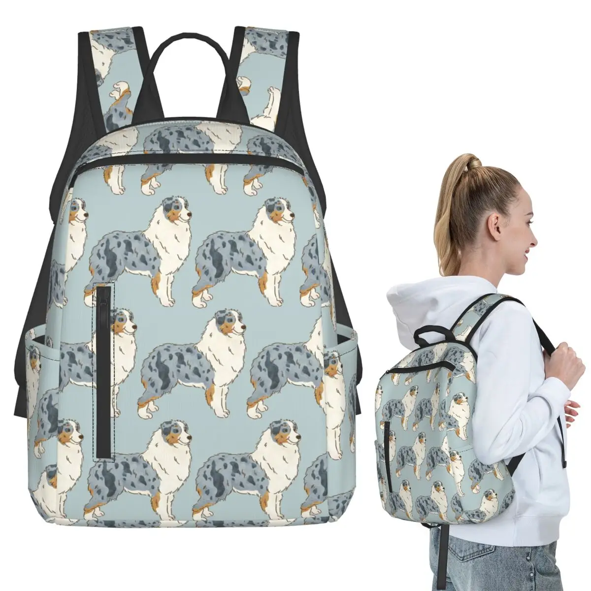 

Australian Shepherd Aussie Dog Backpack Student BookBag Children School Bag Computer Shoulder Bags Men Women