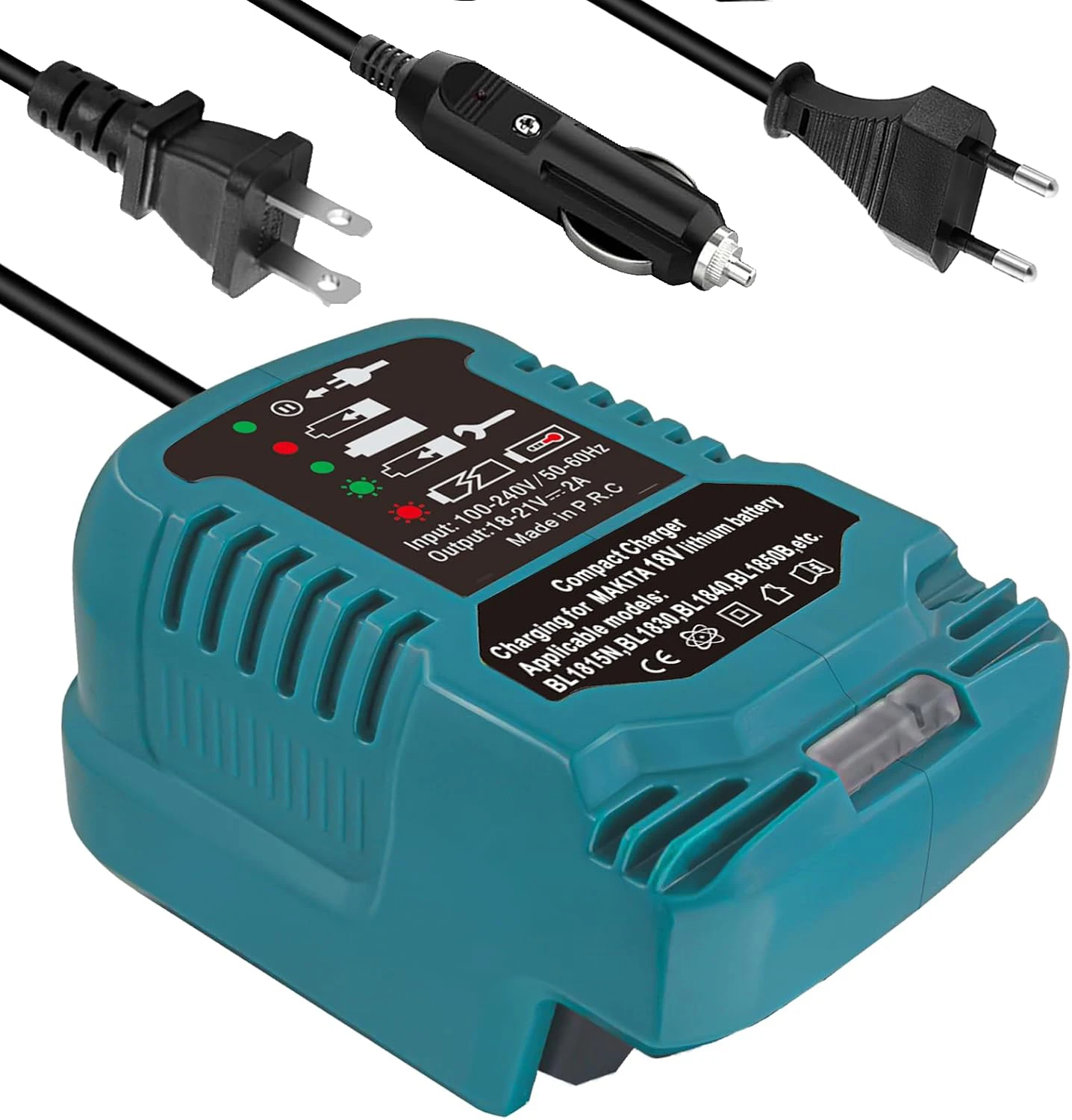 Mini caricabatteria per batterie al litio Makita 18V BL1850 BL1820 BL1815 Caricatore portatile da utilizzare su presa accendisigari per auto