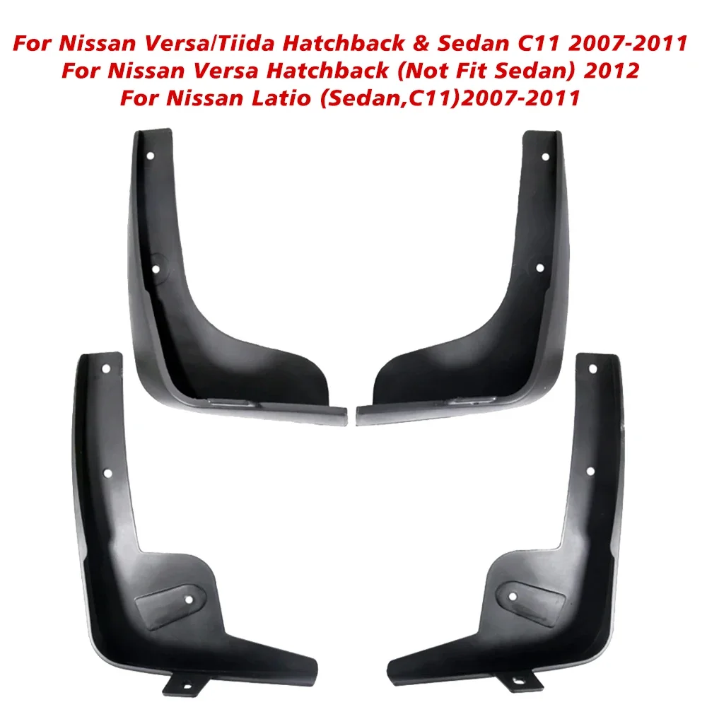 4 PCS Car Mudguard Mud Flaps For Nissan Tiida Versa Latio C11 2007-2011 2008 ABS Auto Splash Flap Guard Rear Fender Accessories