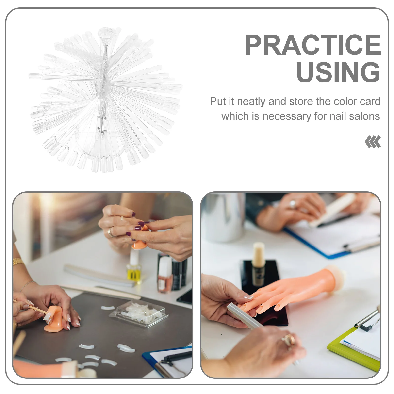 

120Pcs Spiral Nail Display Stand Clear Acrylic Shelf for Nail Polish Color Chart Practice Fan Board Salon Training Tool