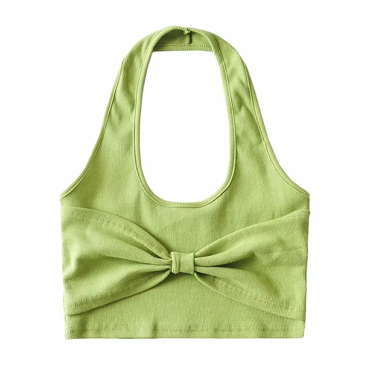 Women's White Bow Halter Camisole Top Vacation Style Off Shoulder Sleeveless Cropped Top Vintage Y2K Gyaru Tank Top Summer 2026