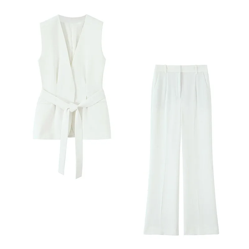

TRAFZR Two Piece Set for Woman Suit Pants Lady Sets New in Full Number Summer Suits Women 2025 Pant Women's Pieces Trousers Vest