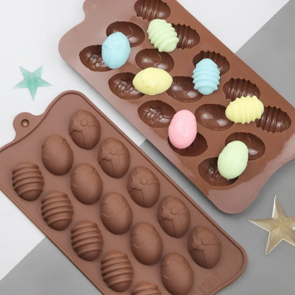 15 Cavity Easter Eggs Chocolate Cake Mold Silicone Fondant Mold DIY Cookies Desserts Candy Cupcake Pastry Baking Tool Bakeware