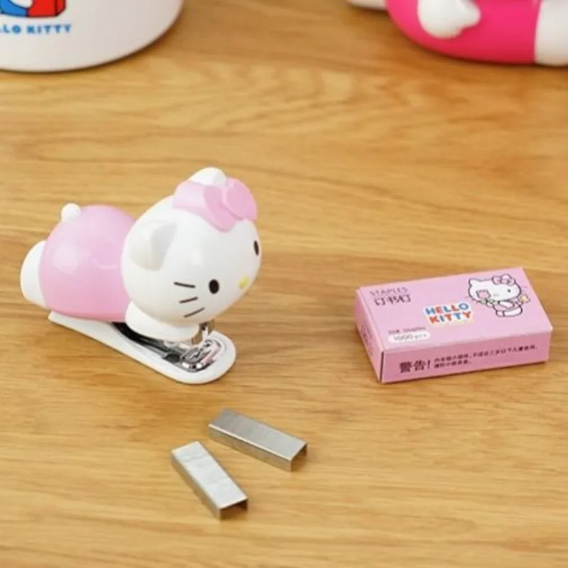 New Sanrio Hello Kitty Creative Cute Kawaii Cartoon Anime Student Mini Small Office Stapler Cute Anime Peripherals Holiday Gift