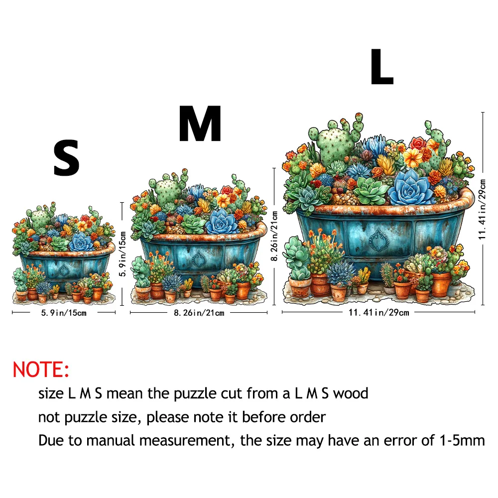 Quebra-cabeça de madeira desafiador, plantas suculentas coloridas e formas de animais exclusivas, jogo de cérebro de alta dificuldade, adequado para decoração caseira