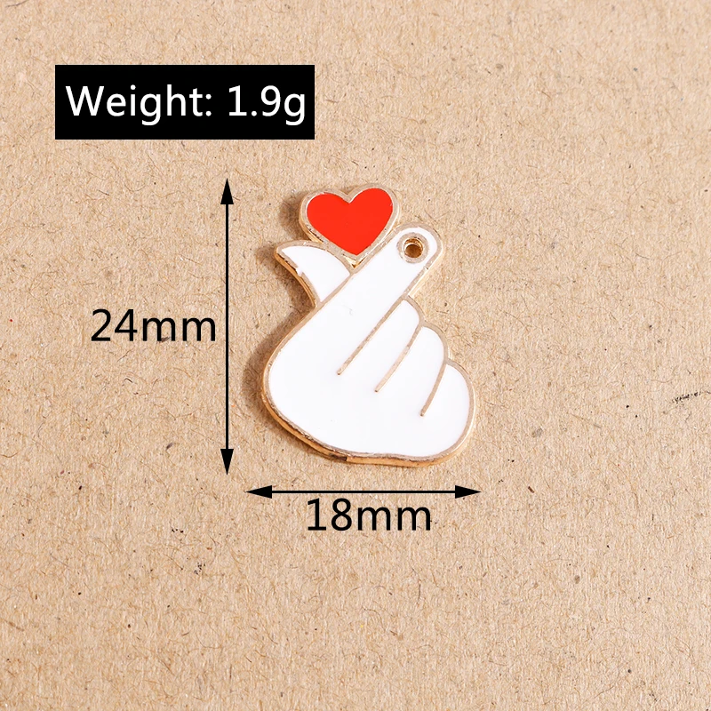 10 stücke Bunte Emaille Liebe Herz Charme für Schmuck Machen Frauen Nette Tropfen Ohrringe Anhänger Halsketten DIY Armbänder Handwerk Geschenk – Detail 6