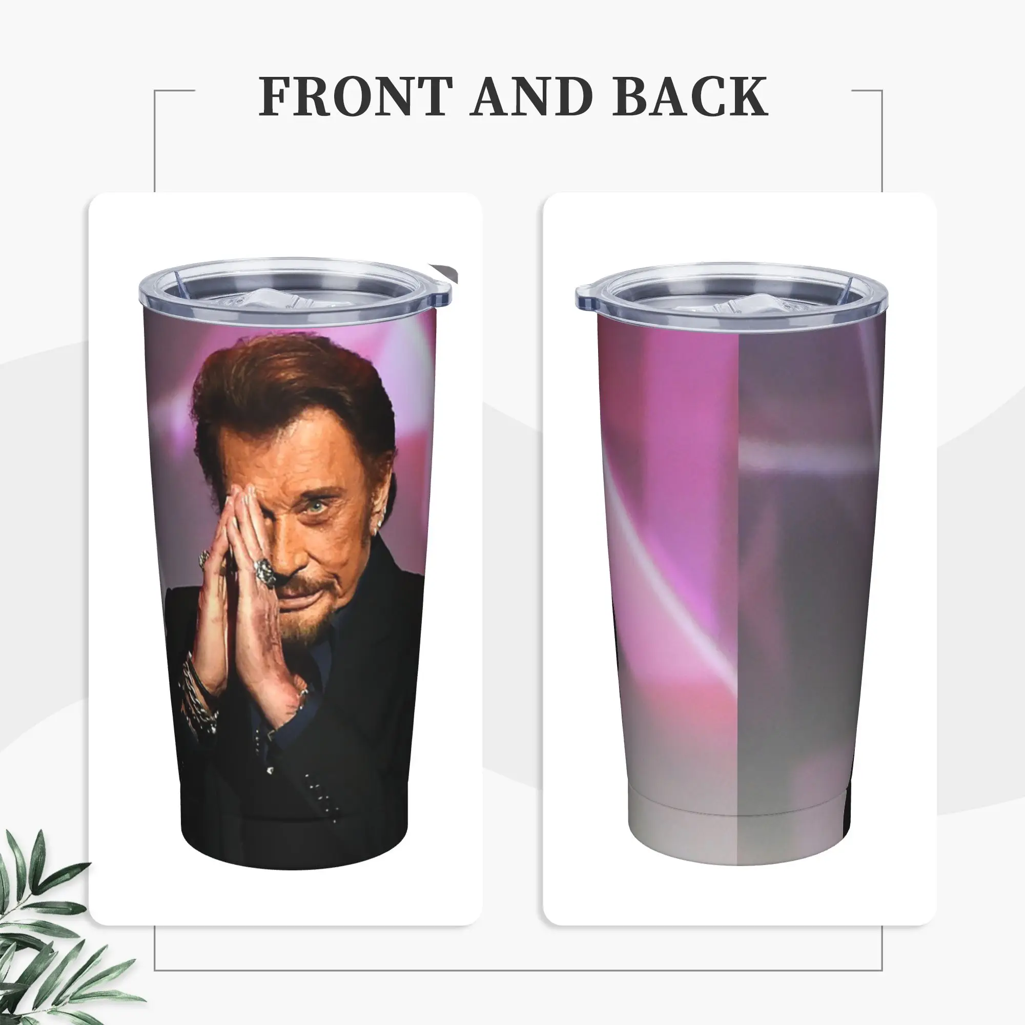 Fashionable Rock Insulated Tumbler with Lid Johnny Hallyday Vacuum Coffee Mugs Office Home Bottle Cup, 20oz