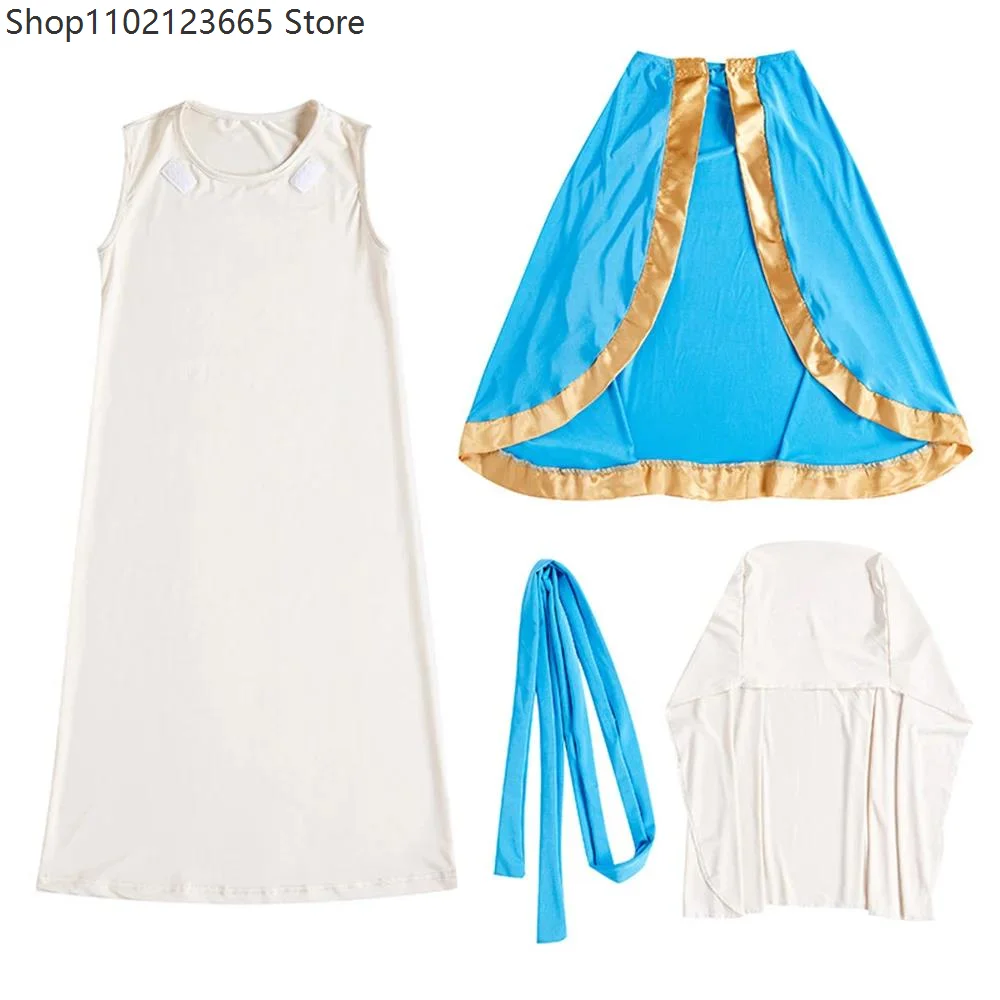 Enfant Virgin Mary Costume Niña Sleeveless Robe Shawl Church Outfit Party Role Play Ancient Nun Fantasia Shepherd Dress 2026
