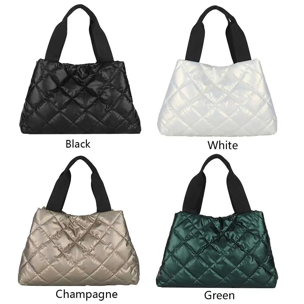 حقيبة يد نسائية كاجوال ذات سعة كبيرة حقيبة كتف منتفخة ناعمة بلون سادة من القطن المحمول للسفر للمتسوقين