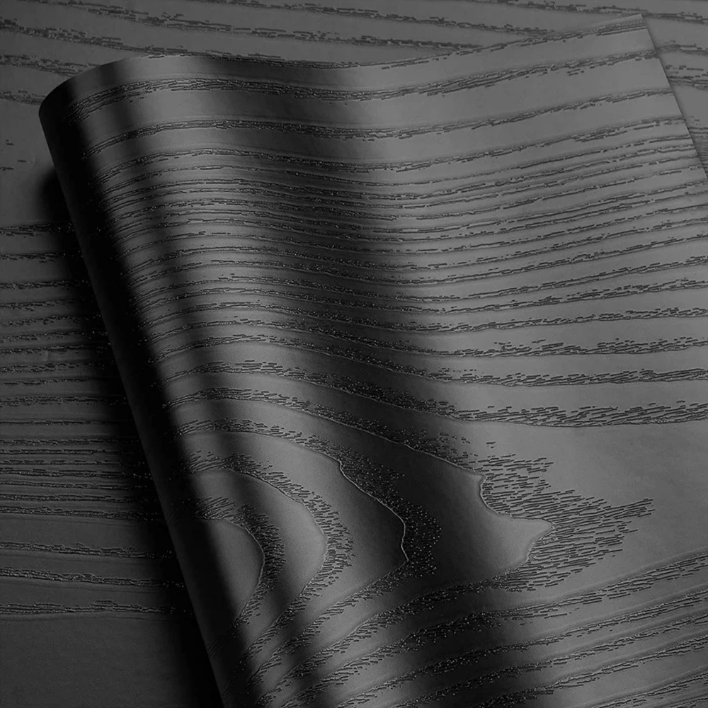 Filme autoadesivo decorativo de madeira preta, 40cm, casca e bastão, para móveis, superfícies de sensação tátil de madeira real, fácil limpeza