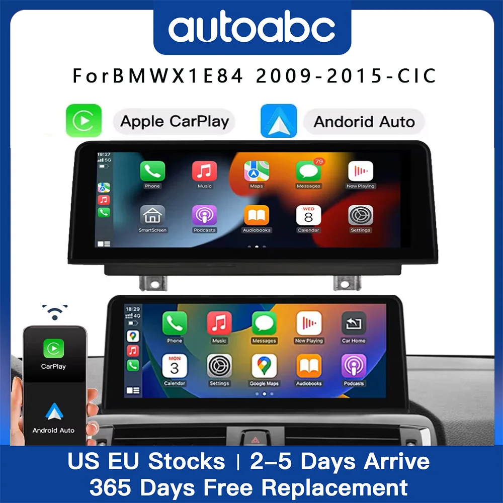 10,25" AUTOABC 2025 NEUES kabelloses Linux CarPlay Android Auto Display, Auto für BMW Bronch E84 X1