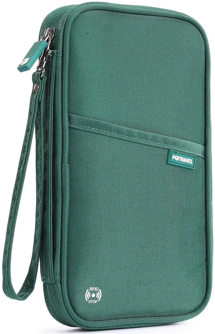 

Дорожный кошелек для паспорта RFID, семейная обложка для паспорта, органайзер для туристических документов серии P.Travel (нейлон - зеленый)
