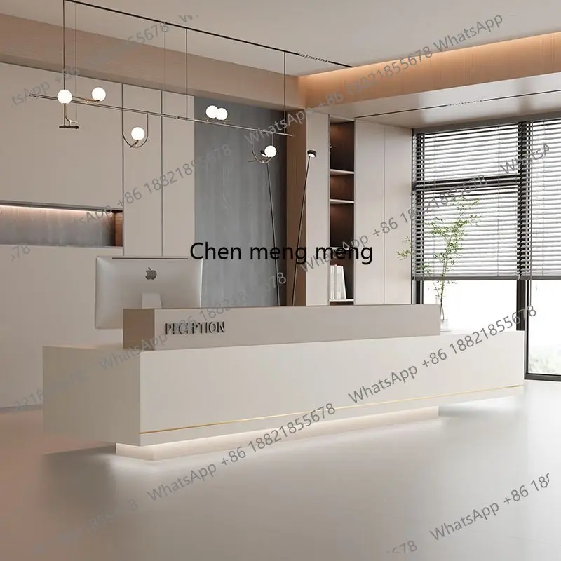 

Brown Luxury Reception Desks Cheap Design Storage Drawer White Reception Desks Modern Tall Long Empfangs Tresen Office Furniture