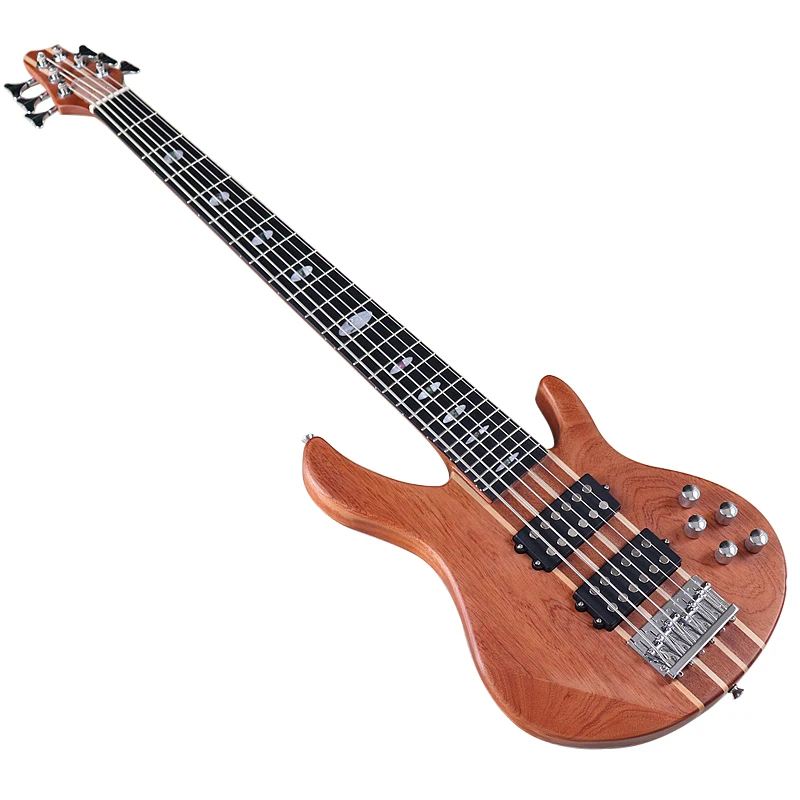 Active Bass Guitar Sapele Wood Body 43 Inch 6 String Neck Through Electric Bass Guitar 24 Frets