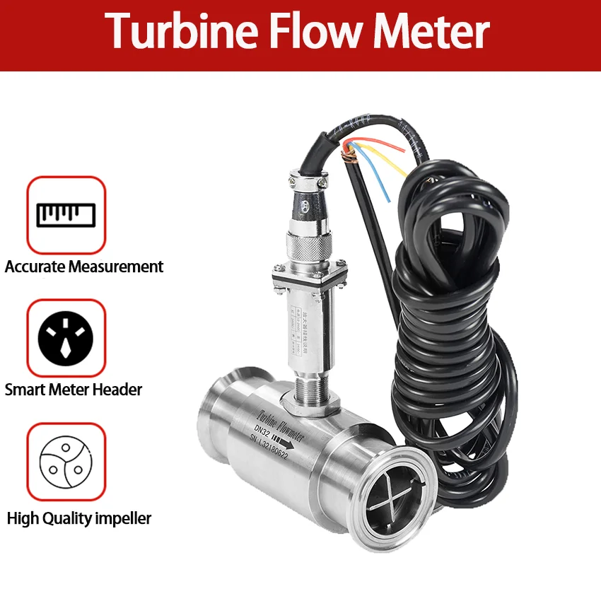 Factory High Quality SS304 Threaded DN10 DN25 Flowmeter Turbine Flow Meter Liquid Turbine Flow Meter