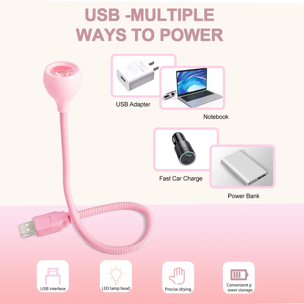 Luz UV LED portátil para esmalte de uñas de Gel UV de secado rápido, Mini lámpara de uñas USB, secador de uñas Flexible portátil, herramientas de salón de manicura