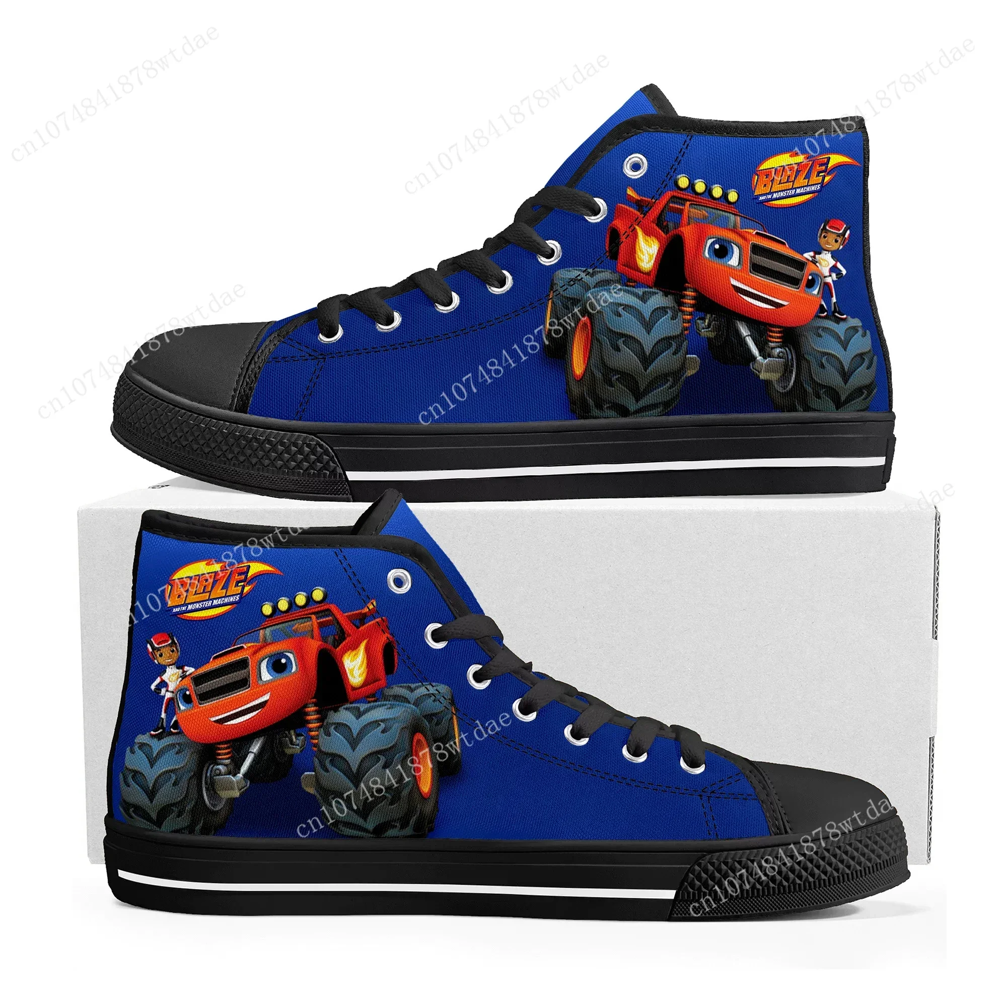 Blaze And The Monster Machines High Top Sneakers Mens Womens Teenager High Quality Canvas Sneaker Anime Casual Custom Made Shoes