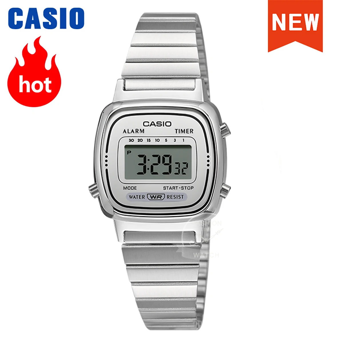 Reloj Casio, relojes plateados para mujer, conjunto de marca de lujo, reloj deportivo digital resistente al agua para mujer, reloj LA670WA-7D/1D