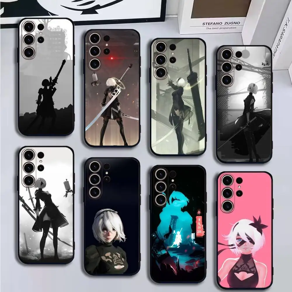 

game NieR Automata 2B Phone Case For SamsungS25,24,21,22,23,30,Ultra,20,Plus,Fe,Lite,Note,10,9,Soft Black Cover