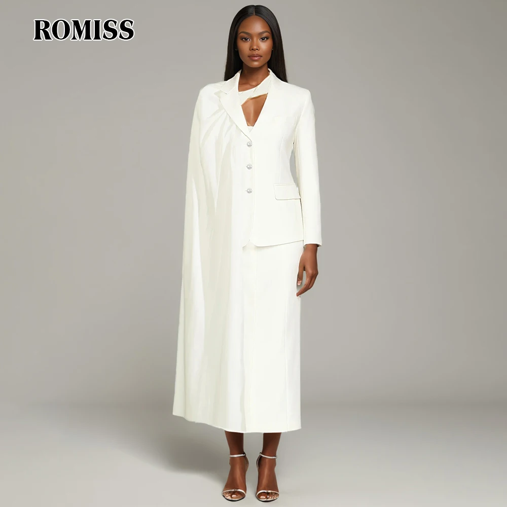 

ROMISS Solid Chic Two Piece Set For Women Lapel Long Sleeve Spliced Button Coat High Waist Skirt Sets Female Fashion New