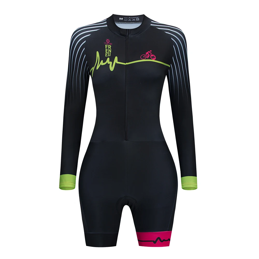 

Frenesi Tri Sport Women's Cycling Run Swimming Ropa Ciclismo World Triathlon Jumpsuit Bicycle Skinsuit Pulley Clothing Speedsuit