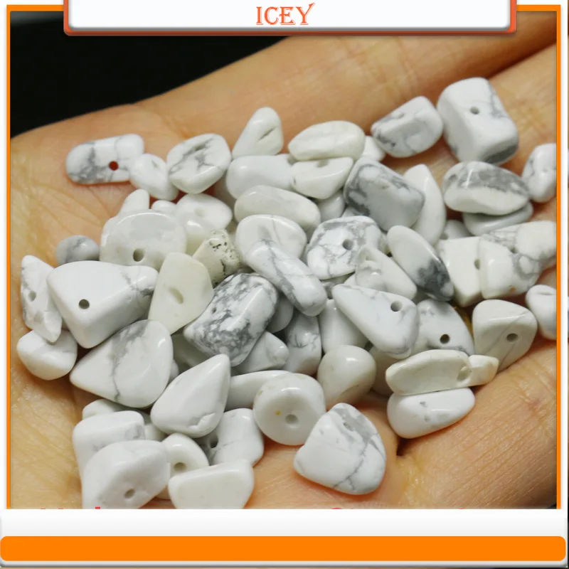 10g Loose White Turquoise Beads with Holes Natural Crushed Stones Semi-finished Gemstones Scattered Beads Fish Tank Stones