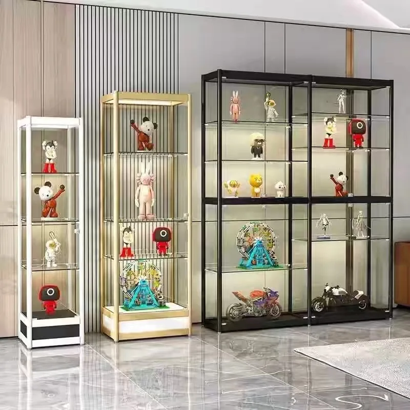 Figure Display Cabinet Model Toy Glass Display Cabinet Storage Light Luxury Gundam Model Glass Display Cabinet