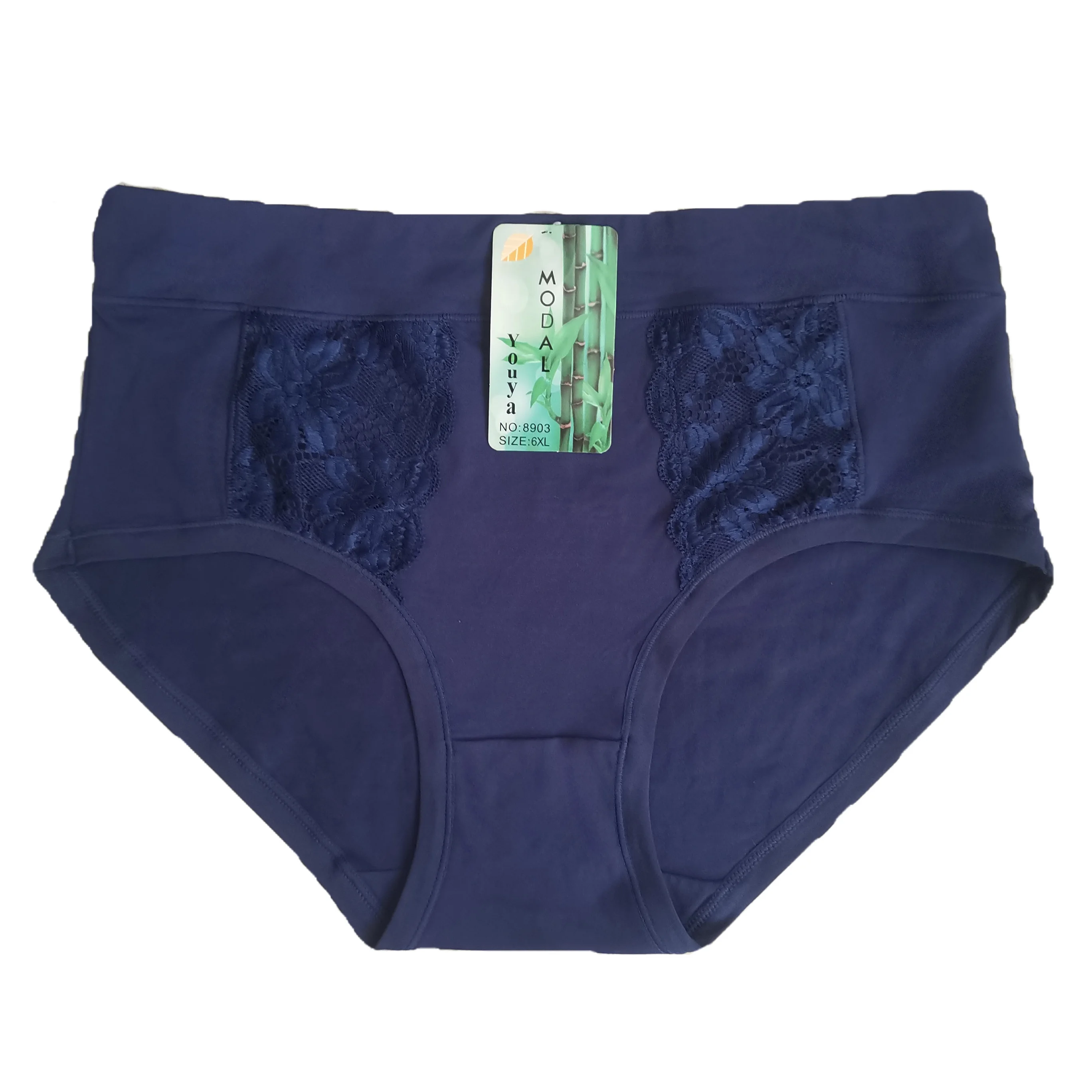 Culotte en dentelle de grande taille pour femme, sous-vêtement en bambou doux, slip mi-adulte