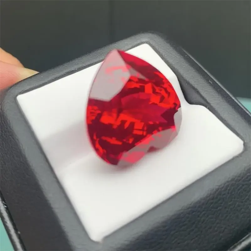 Pirmiana Custon Made Top Quality Heart Shape 20x20mm  Lab Red Ruby Loose Gemstone for Diy Jewelry Design