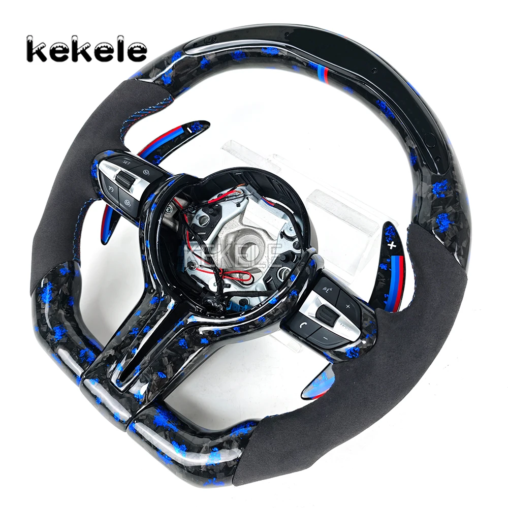 Customized LED Forged Carbon Fiber Steering Wheel with Shift Paddles for BMW M3 F20 F30 M5 F10 F01 F32 F22 Car Steering Wheel