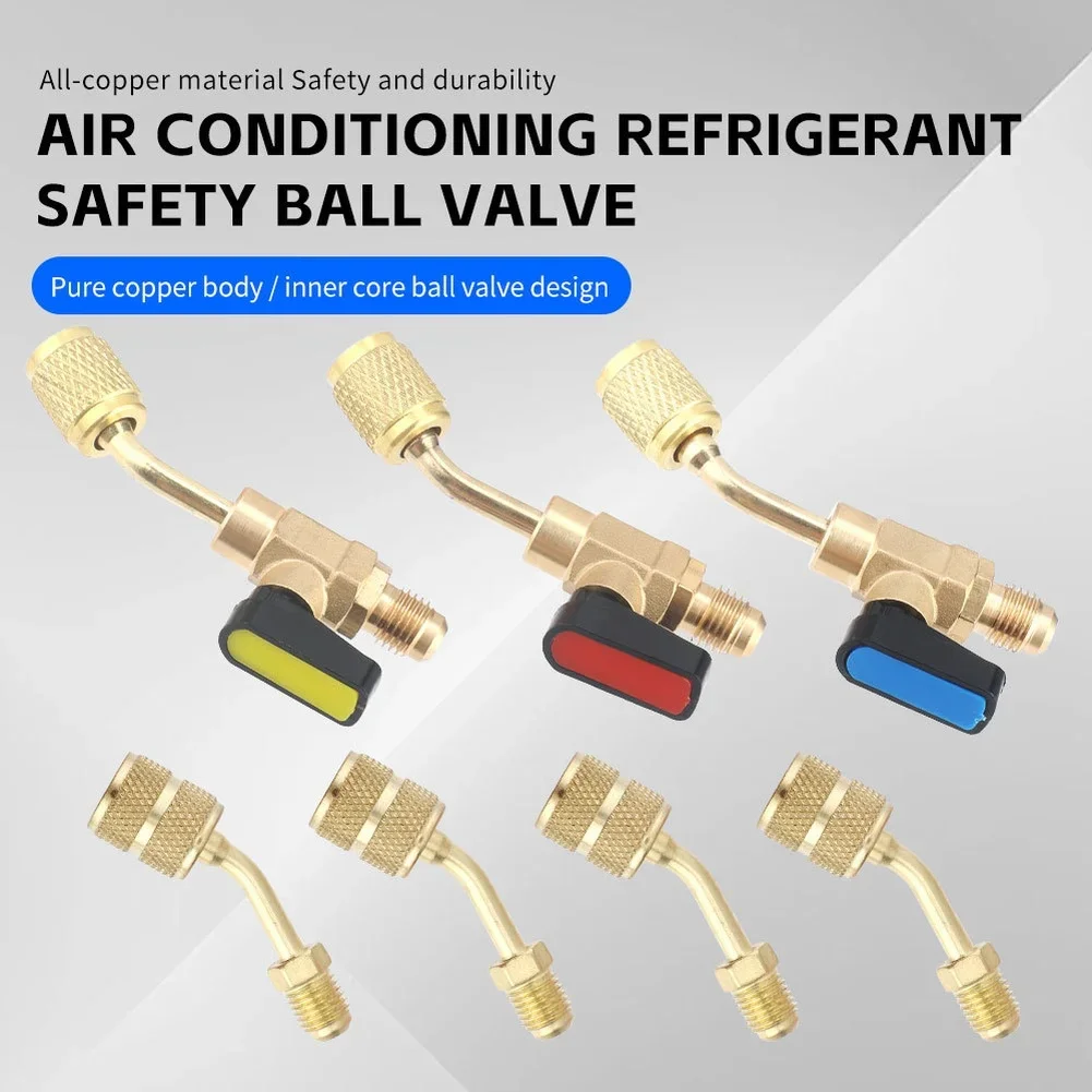 Copper HVAC Repair Kit with Ball Valve 1 4 inch to 5 16 inch SAE Thread for Cooling Agent Systems R410A R22 R32