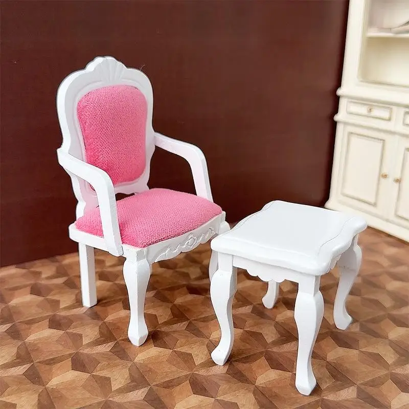 1pc 1/12 casa de bonecas simulação pequena mesa chá modelo boneca casa poltrona sala estar móveis decoração casa bonecas cena ornamento