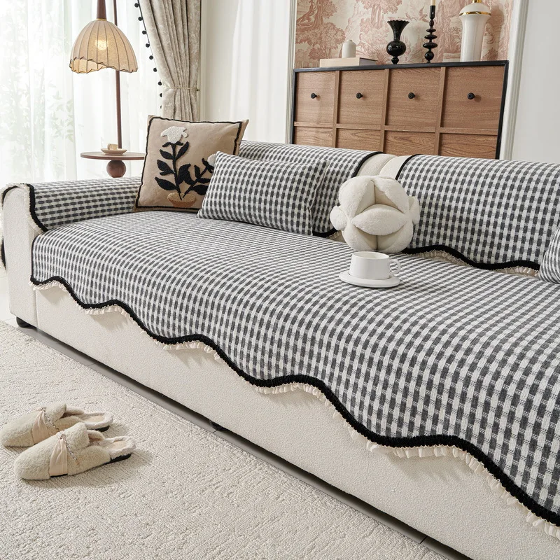

1PC Luxury Chenille Sofa Towel for Living Room Plaid Irregular L-shaped Couch Cover Four Seasons Universal Sofa Seat Pad 쇼파 패드