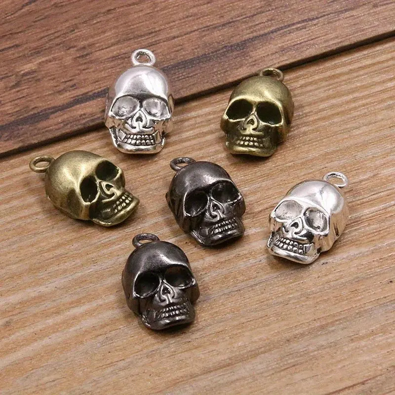 12 Stück Retro Totenkopf-Anhänger aus Legierung, DIY Halloween Schmuckzubehör, Kleinteile für handgemachtes Kunsthandwerk – Detail 1