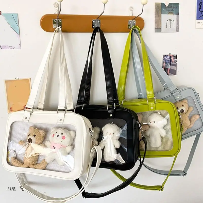 D0UD Fashion Leather Transparent Handbag Shoulder Bag Crossbody Bag for Daily Commute