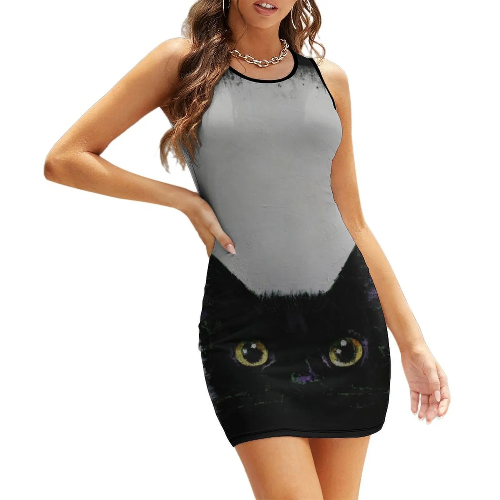 

Black Cat Sleeveless Sundress evening dresses luxury 2025 Summer women's clothing dress party night Cocktail of dresses