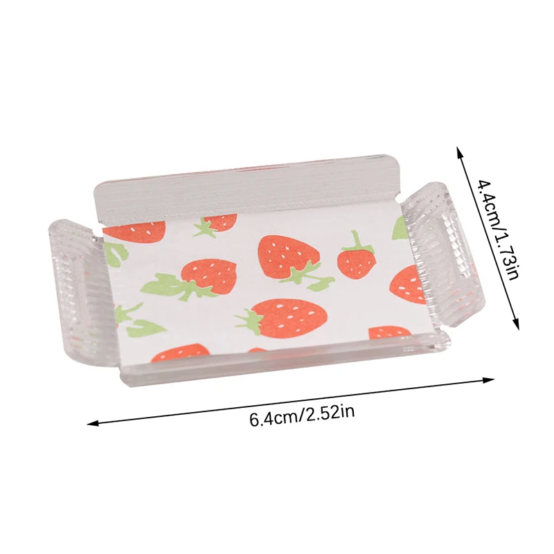 Bandeja de rayas transparentes en miniatura para casa de muñecas, Mini bandeja de té, bandeja de almacenamiento de postres de pastelería de frutas, plato de cena, modelo de decoración de juguetes, 1:12