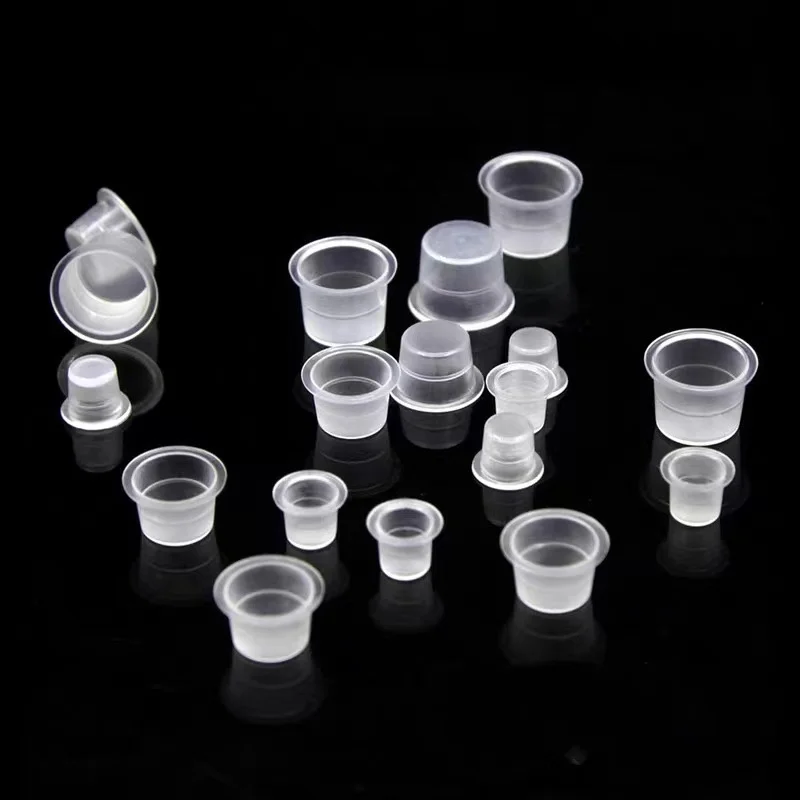 200 Stuks Wegwerp Tattoo Inkt Cups Plastic Permanente Make-Up Pigment Clear Container Caps Wimper Lijmhouder Tattoo Accessoire