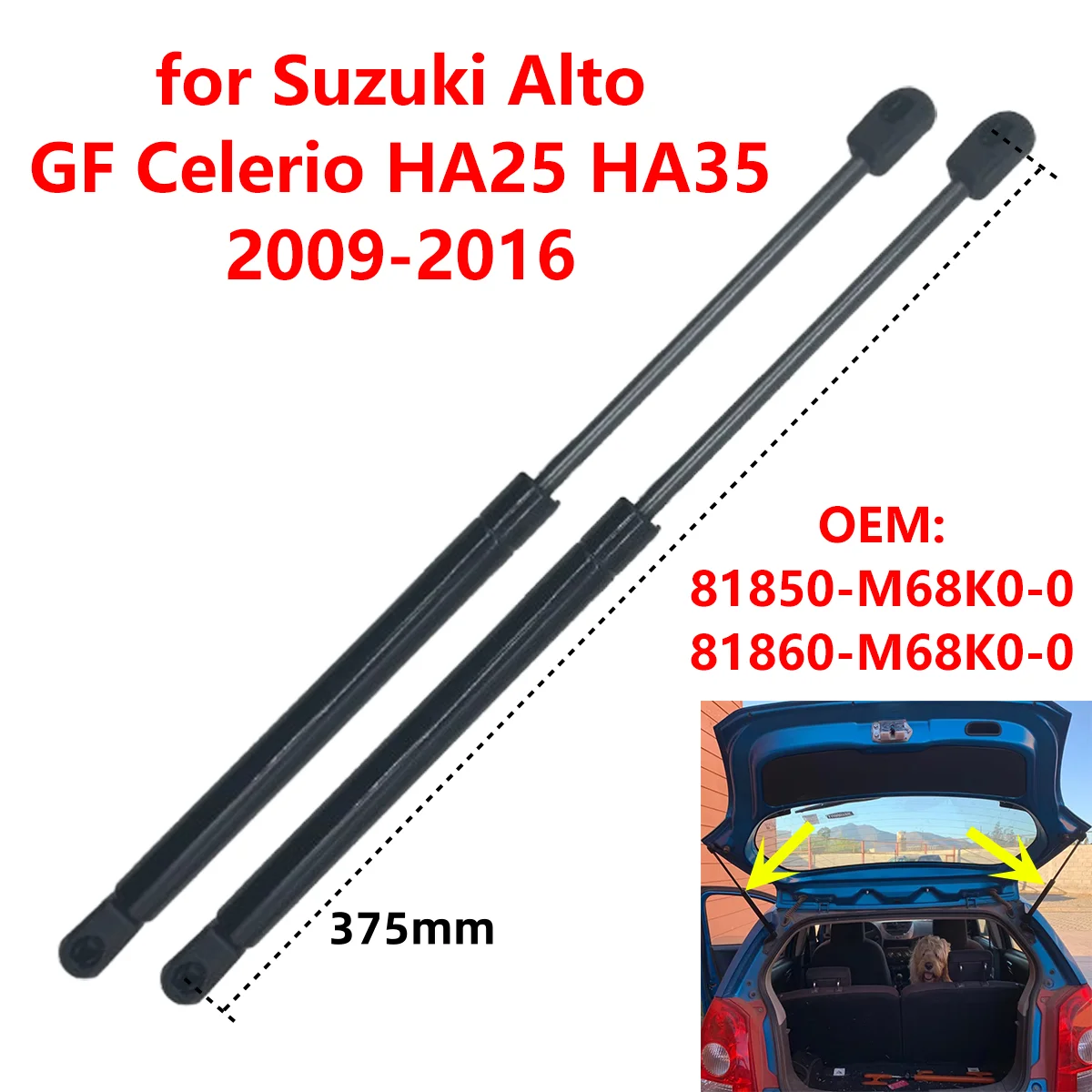 2Pcs Car Rear Trunk Boot Tailgate Gas Struts Lift Support Bars 81850M68K00 for Suzuki Alto GF Celerio HA25 HA35 2009-2016